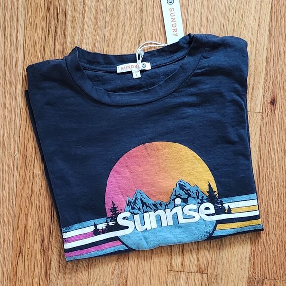 Sundry by Anthropologie Sunrise Boy Tee in Midnight Women's Size 2 (Medium) - Picture 1 of 5